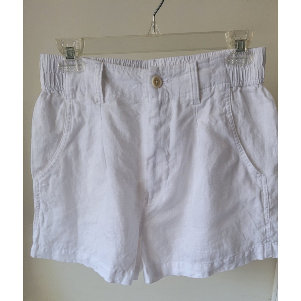 Madewell Women 100% Linen Button Front White Shorts Size 2